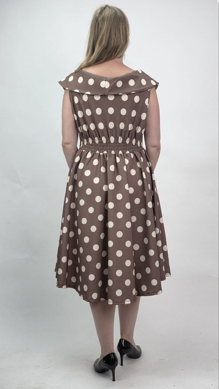 Sukienka Midi Mokka Dots grochy - obrazek 3