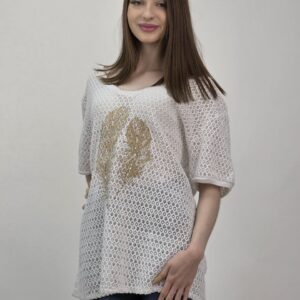 Bluzka White Feather – subtelna elegancja w śnieżnej bieli