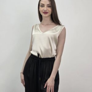 Satynowy top damski Pearl Glow ecru