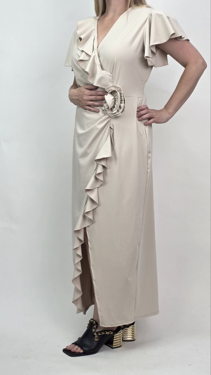 Sukienka Maxi Rose Elegance Champagne - obrazek 2