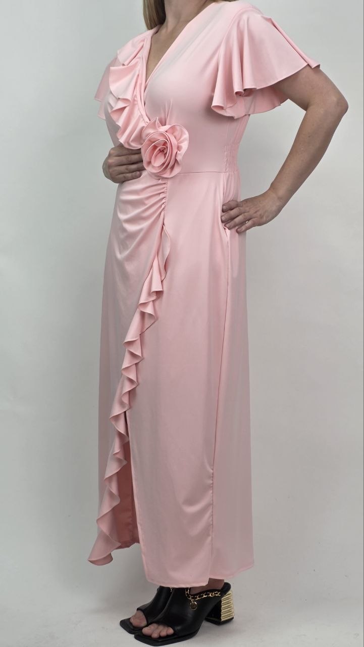 Sukienka Maxi Rose Elegance Pudrowy Róż