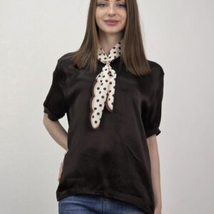 Bluzka satynowa czekoladowa apaszka Dolce Chic