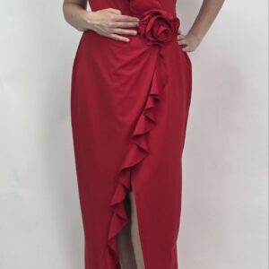 Sukienka Maxi Rose Rouge z Odpinaną Różą