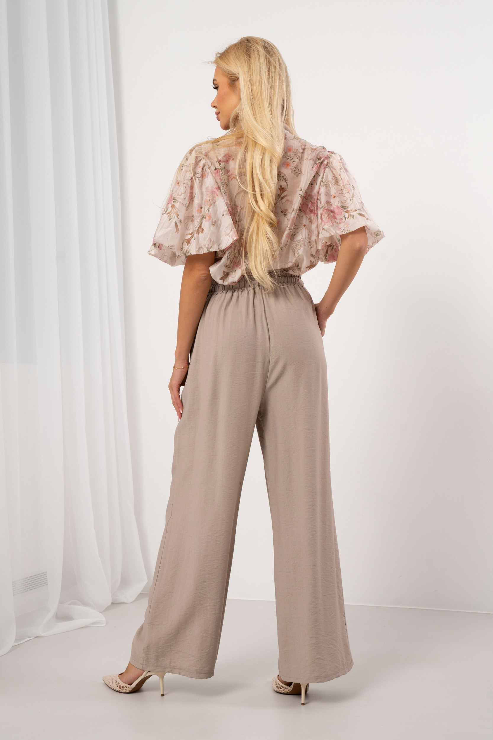 Spodnie Palazzo Soft Beige eleganckie - obrazek 4