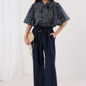 Spodnie Palazzo Soft Navy eleganckie