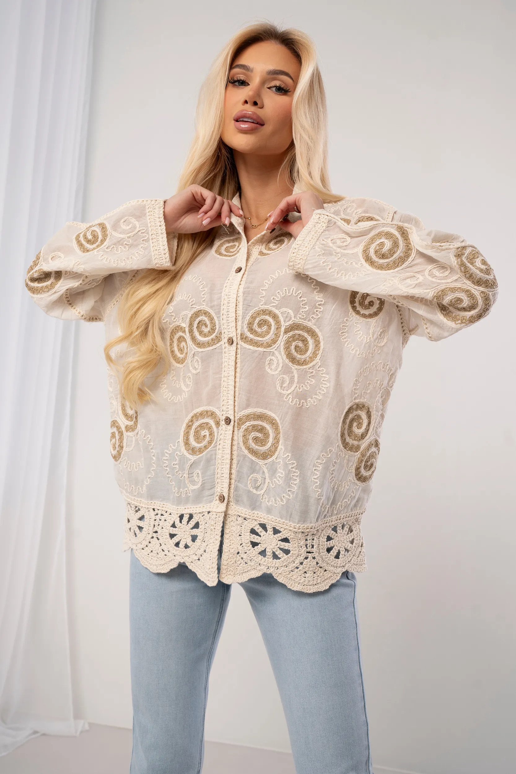Koszula Boho Heritage – haftowana 100% bawełna - obrazek 2