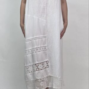 Lniana Sukienka Maxi Lace – Natural White
