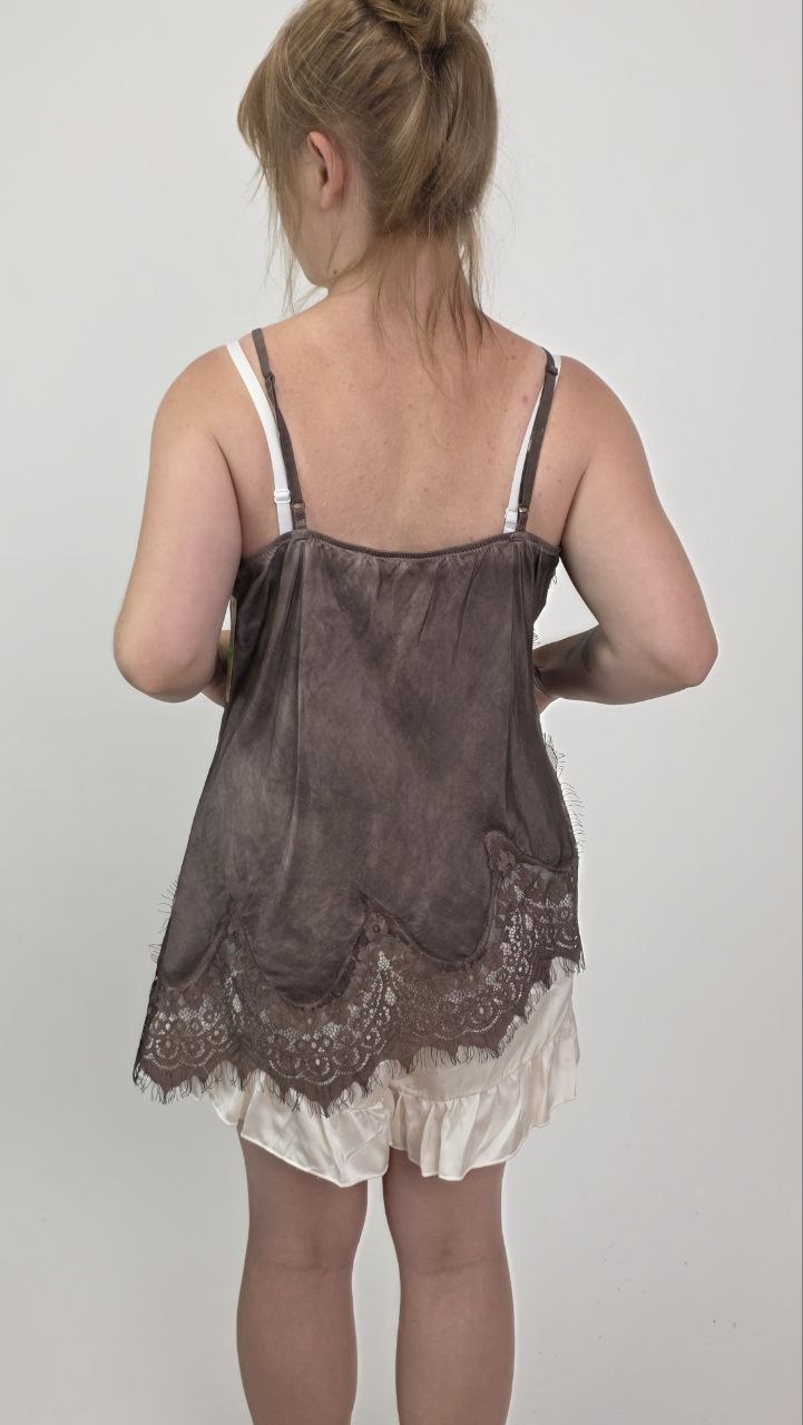 Asymetryczny top Toscana Lace Taupe - obrazek 4
