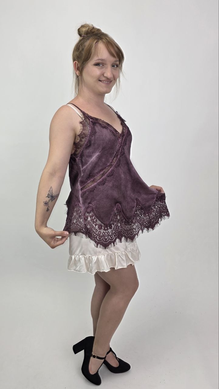 Asymetryczny top Toscana Lace Plum - obrazek 5