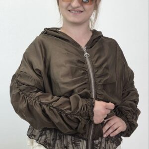 Bluza Chocolate Lace z koronką i kapturem