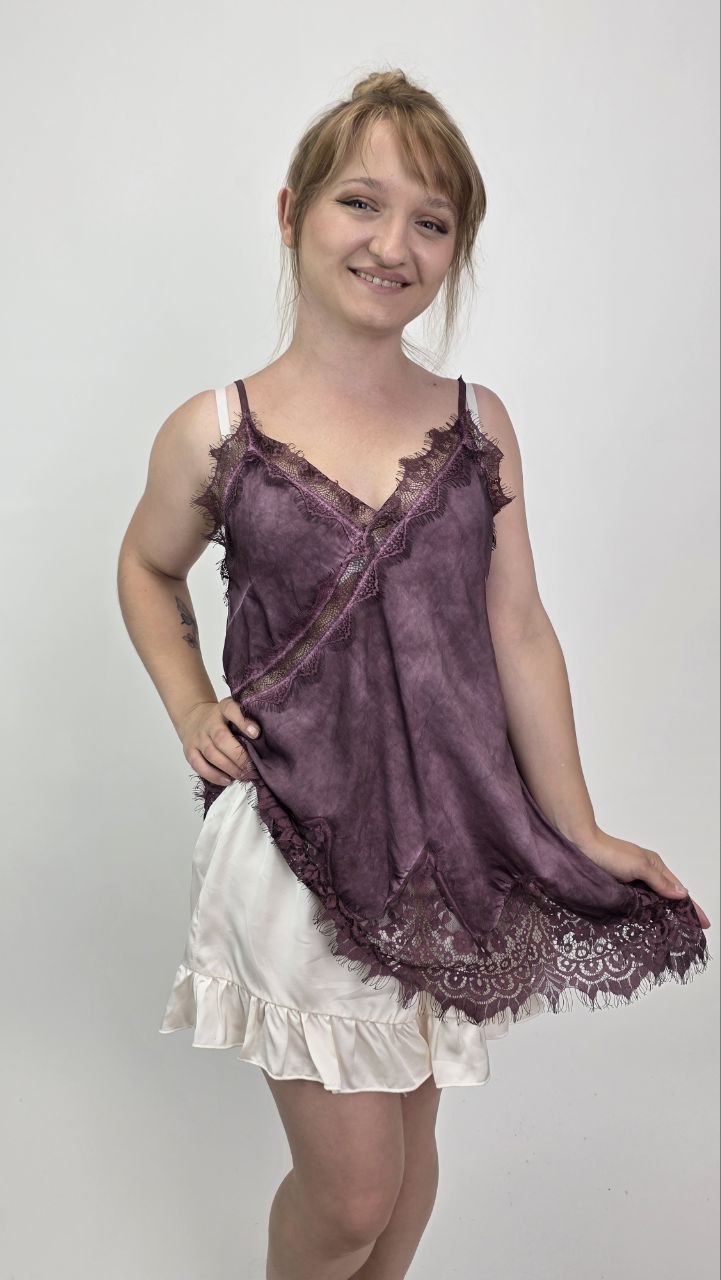 Asymetryczny top Toscana Lace Plum