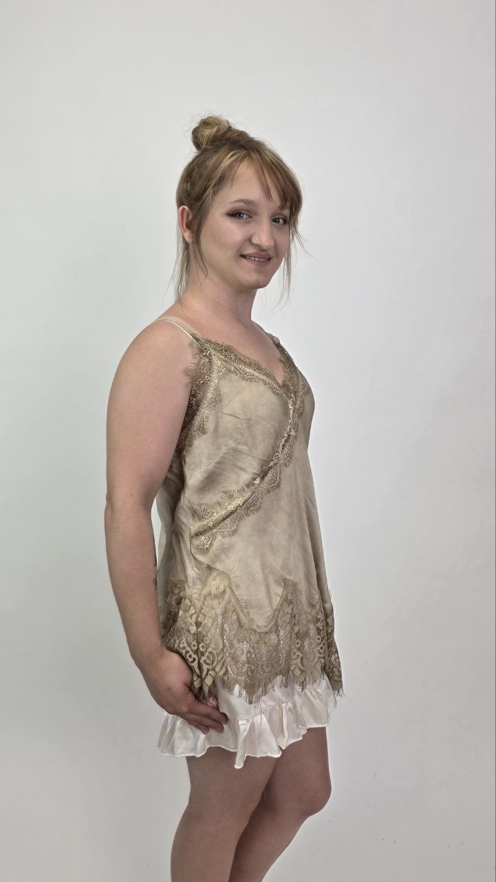 Asymetryczny top Toscana Lace Sand - obrazek 3