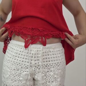 Szorty Boho Crochet Premium White