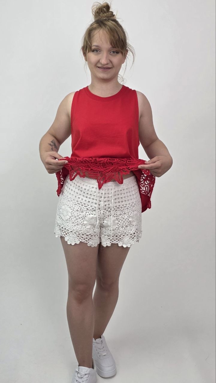 Szorty Boho Crochet Premium White - obrazek 3