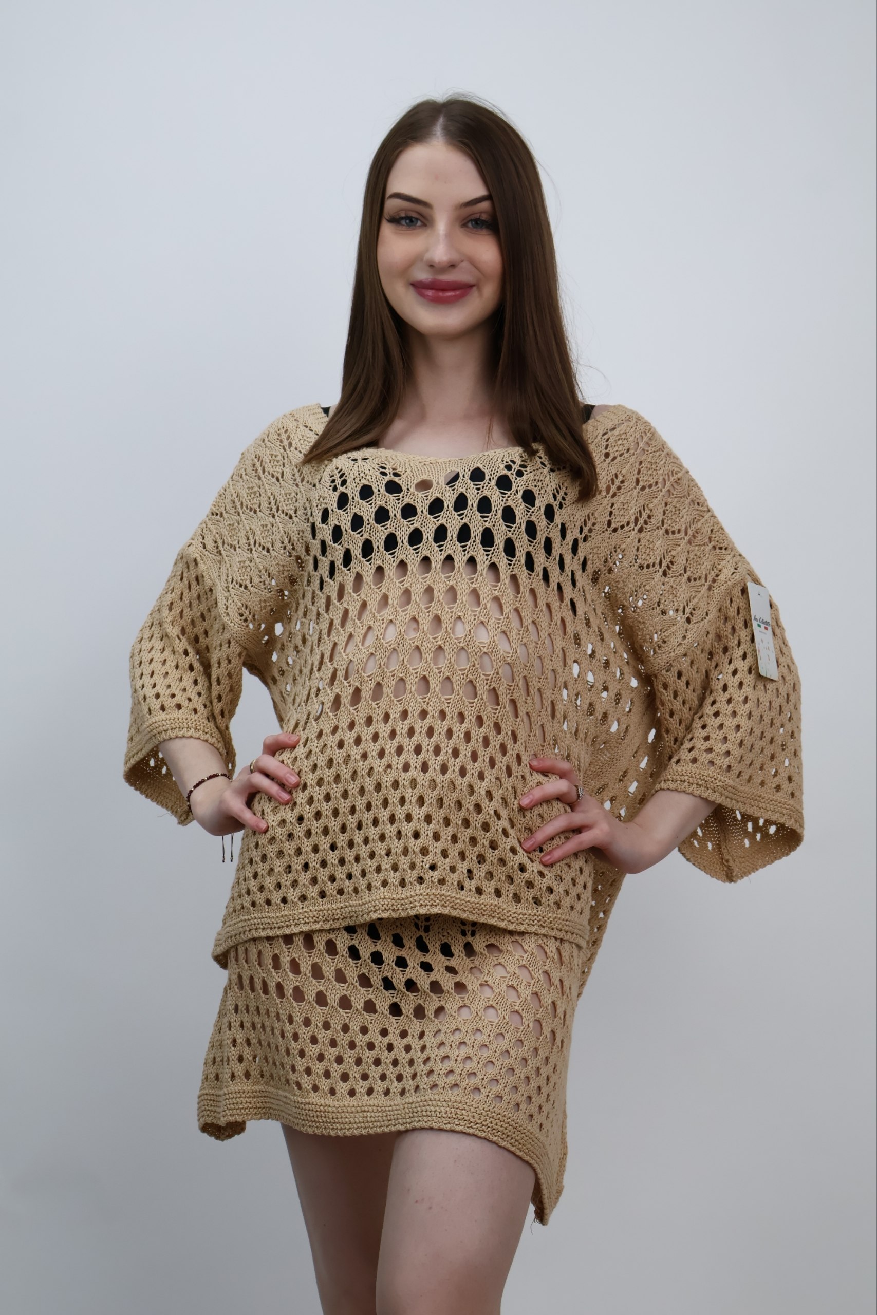 Komplet Crochet Riviera Sand – piaskowy