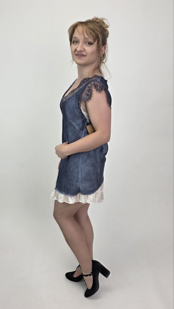 Dekatyzowany top Capri Lace Denim - obrazek 4