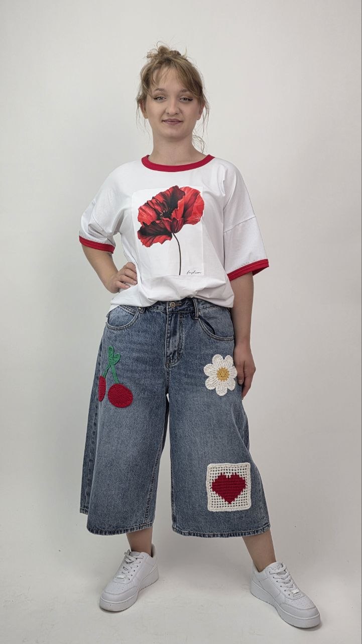 T-shirt Red Poppy Premium biała bluzka mak - obrazek 3