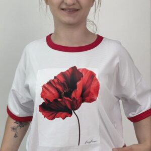 T-shirt Red Poppy Premium biała bluzka mak