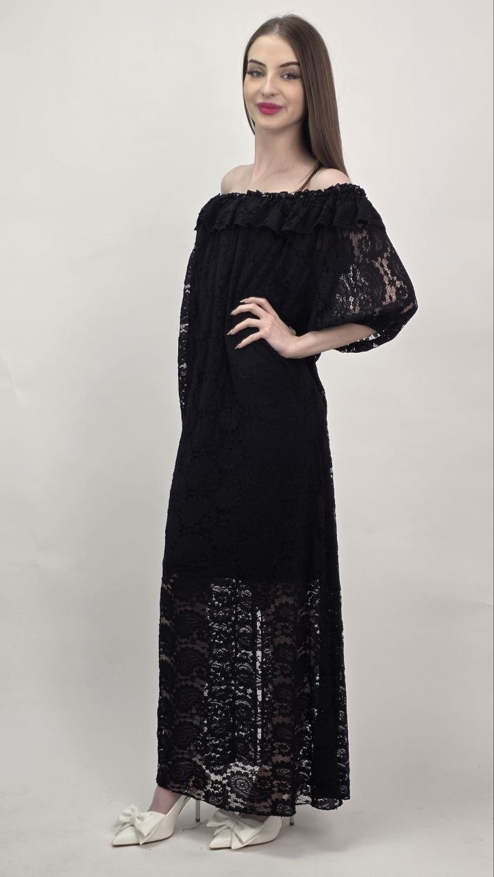 Sukienka Koronkowa Black Romance Maxi - obrazek 2