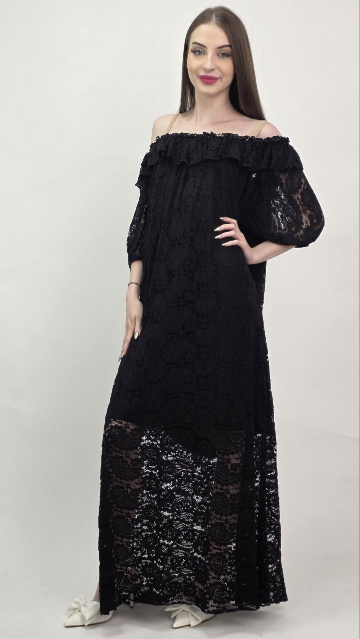 Sukienka Koronkowa Black Romance Maxi - obrazek 3