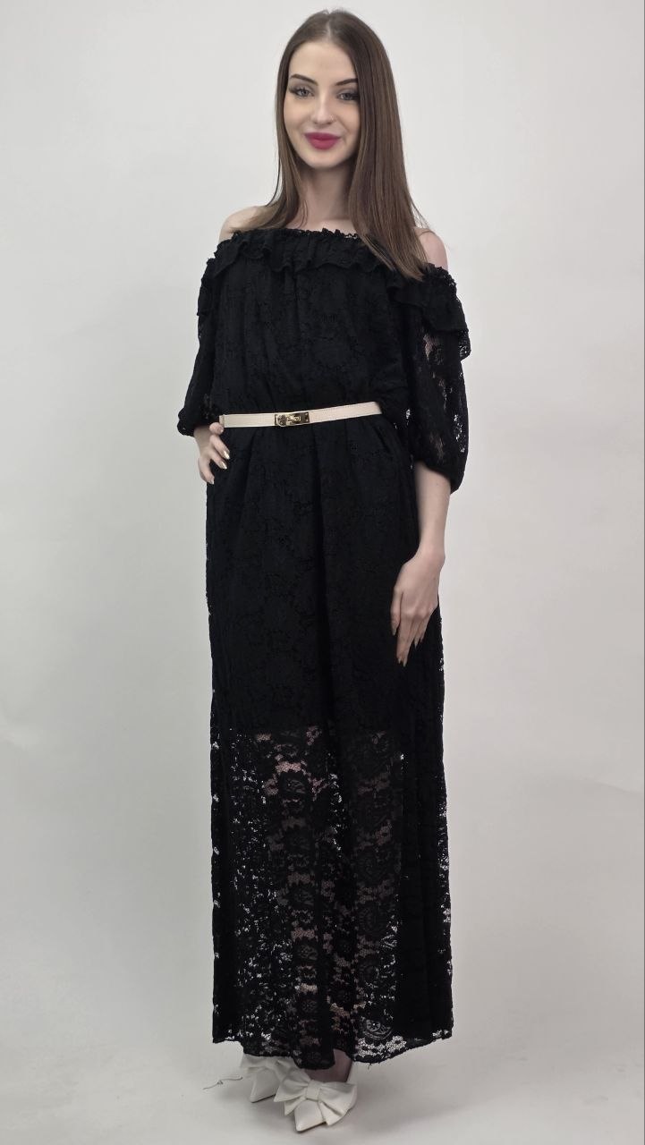 Sukienka Koronkowa Black Romance Maxi - obrazek 4