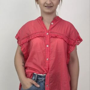 Bawełniana koszula Coral Breeze Boho– koralowa