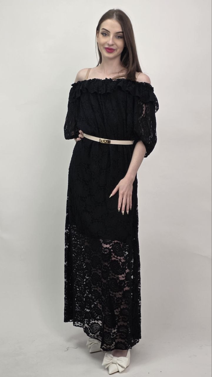 Sukienka Koronkowa Black Romance Maxi - obrazek 6