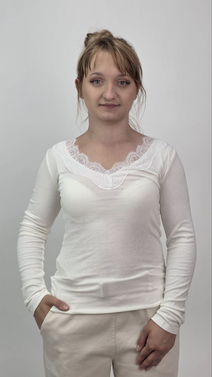 Bluzka Prążkowana Soft Lace Ecru