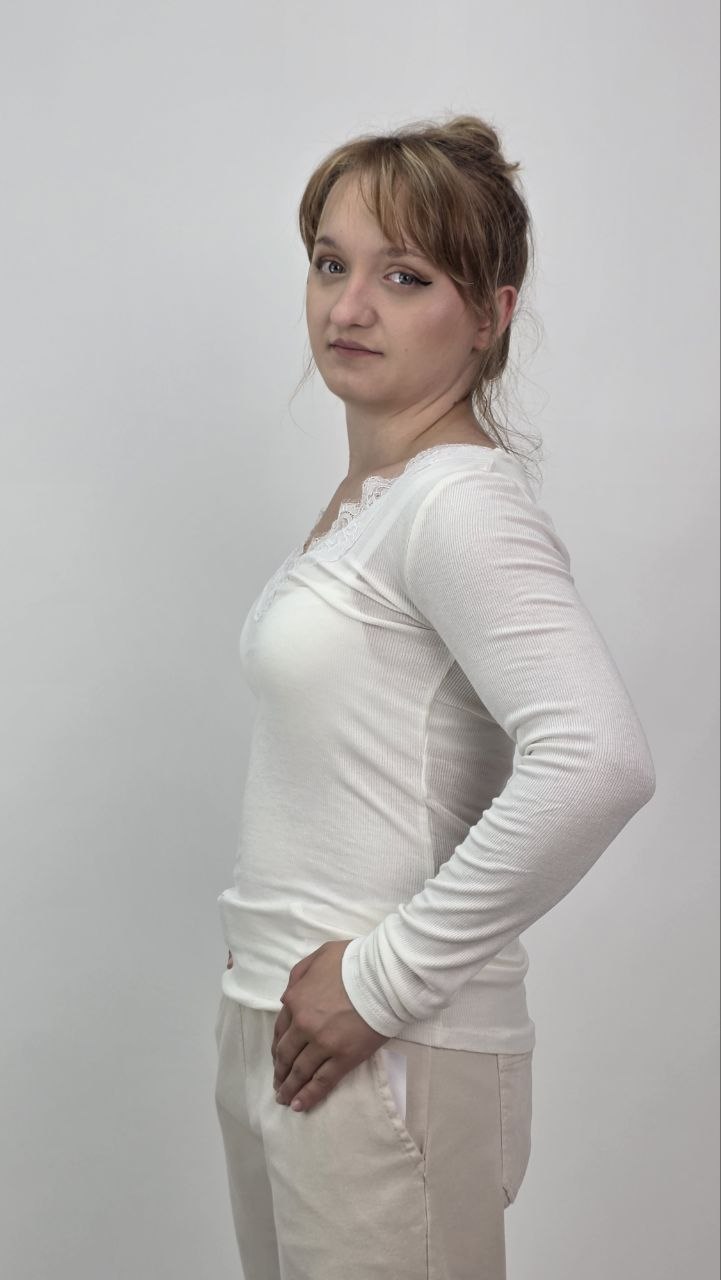 Bluzka Prążkowana Soft Lace Ecru - obrazek 2