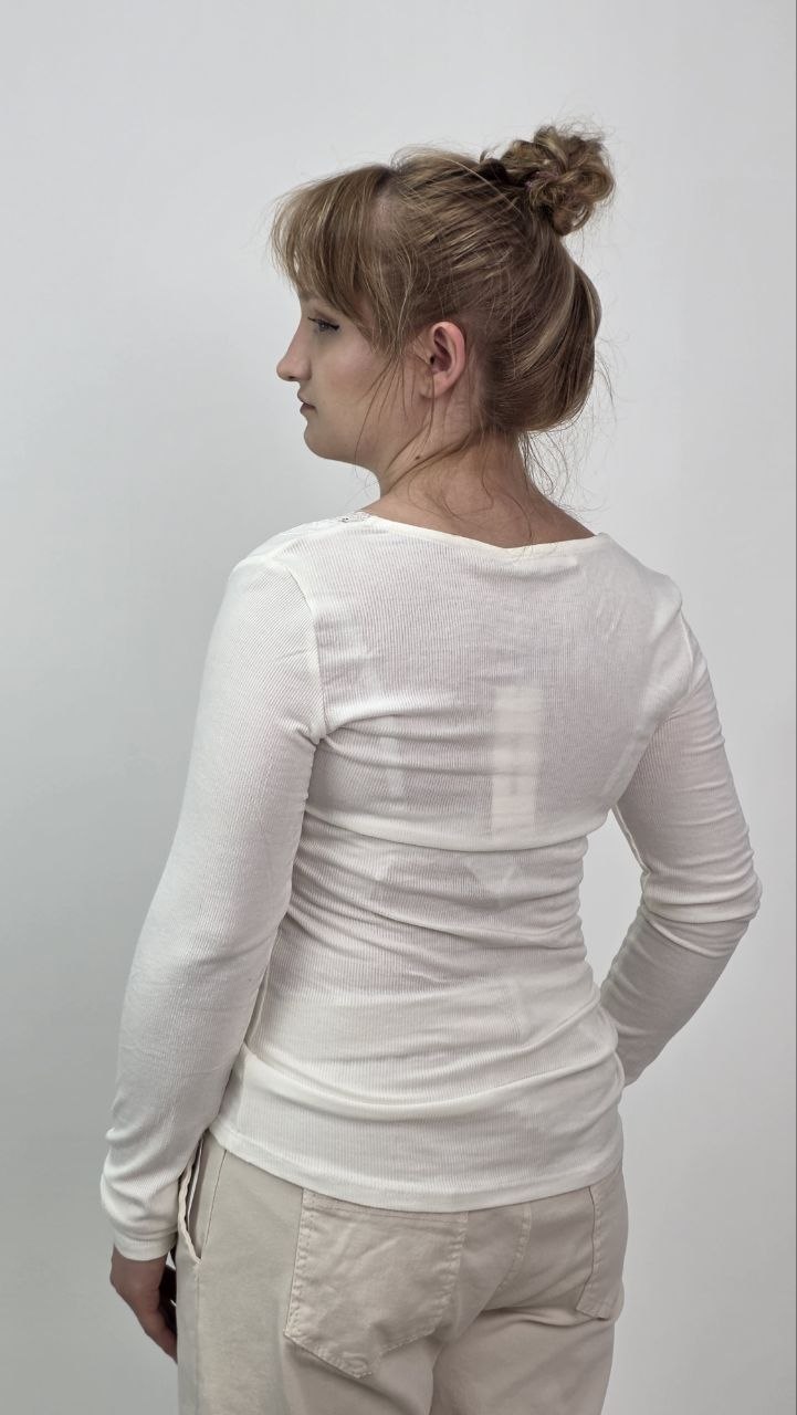 Bluzka Prążkowana Soft Lace Ecru - obrazek 3