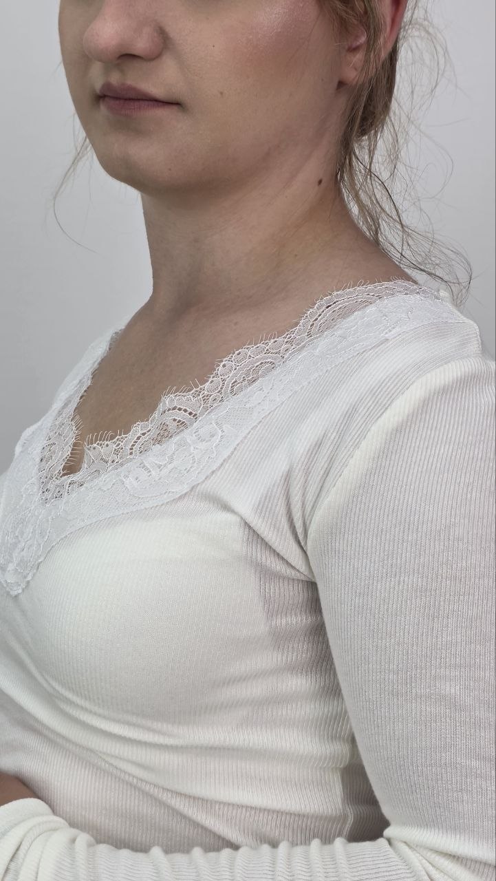 Bluzka Prążkowana Soft Lace Ecru - obrazek 4