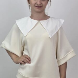 Bluzka Butter Chic z Oversize Kołnierzem Ecru