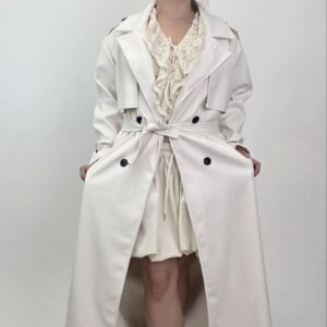 Włoski płaszcz z ekoskóry Milano Ivory