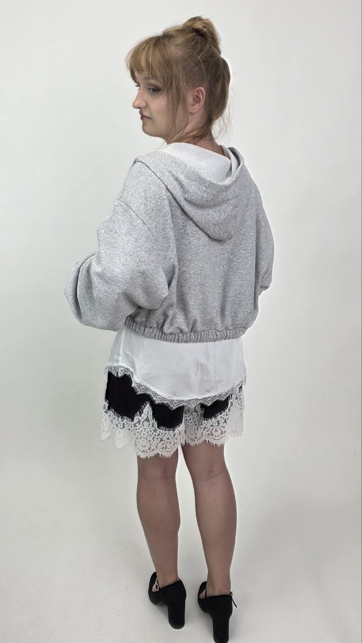 Włoska bluza bawełniana Firenze Grey - obrazek 5