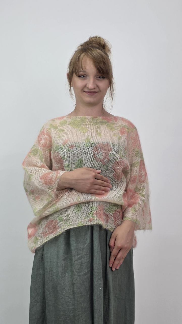 Sweter Moherowy BellaMora Peony– 70% Kid Moher - obrazek 3