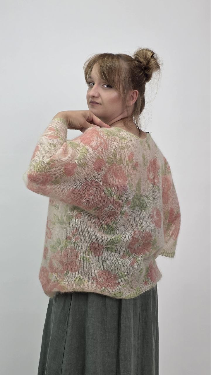 Sweter Moherowy BellaMora Peony– 70% Kid Moher - obrazek 2