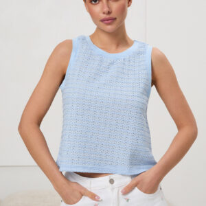 Top Ażurowy Minimal Chic – Baby-blue