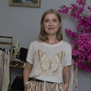 Bluzka z ozdobnym motylem Farfalla Oro