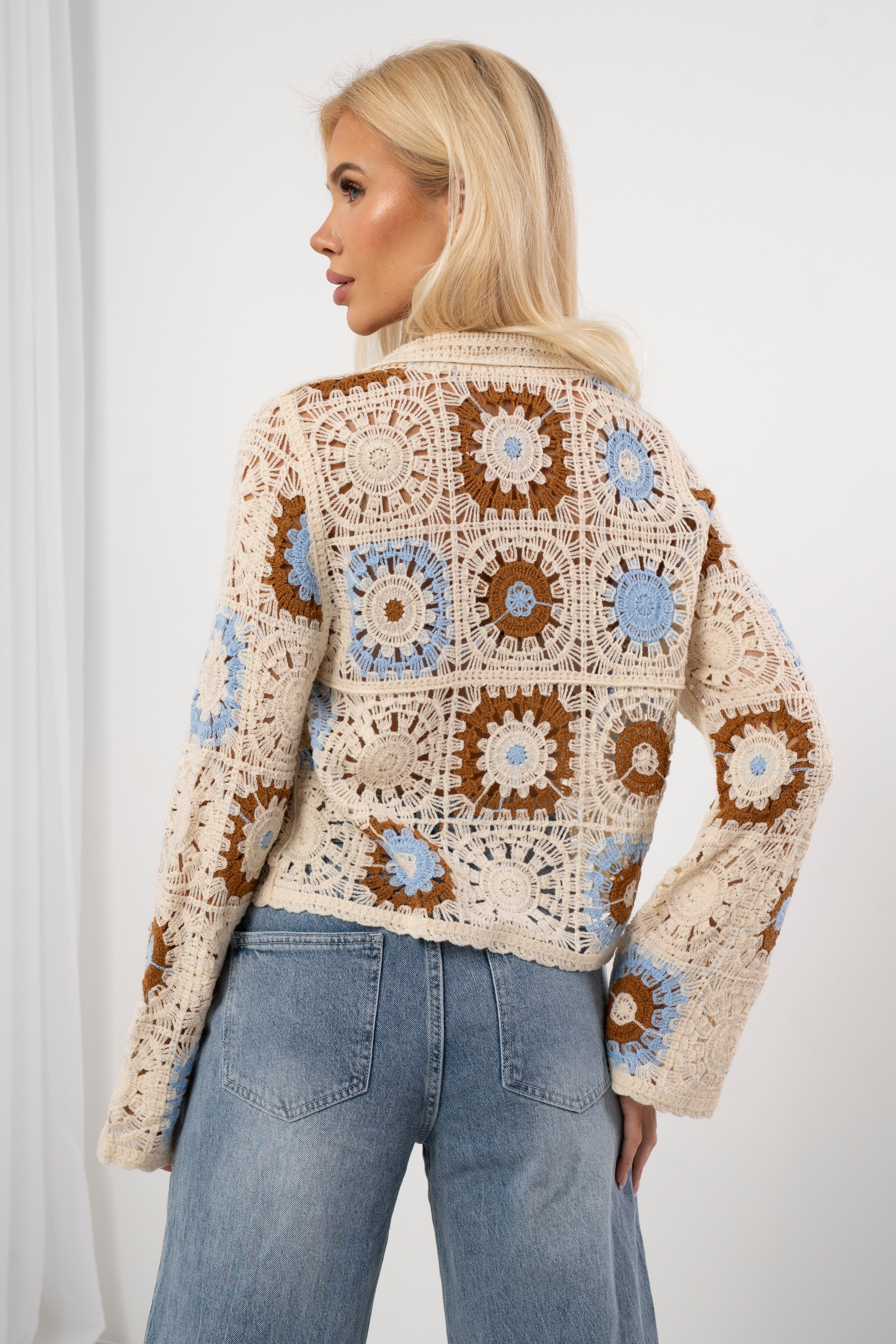 Bawełniana koszula ażurowa Boho Crochet krem - obrazek 4