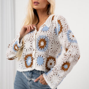 Bawełniana koszula ażurowa Boho Crochet biała
