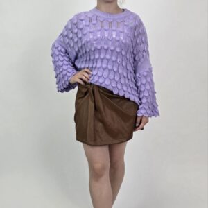 Liliowy sweter z przestrzennym splotem Lavanda 3D