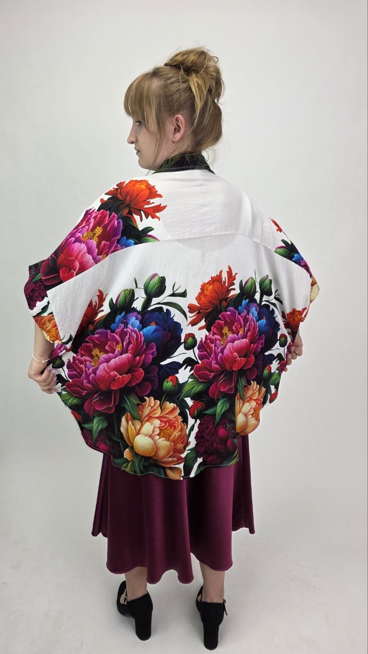 Koszula oversize Peonia 100% wiskoza - obrazek 2