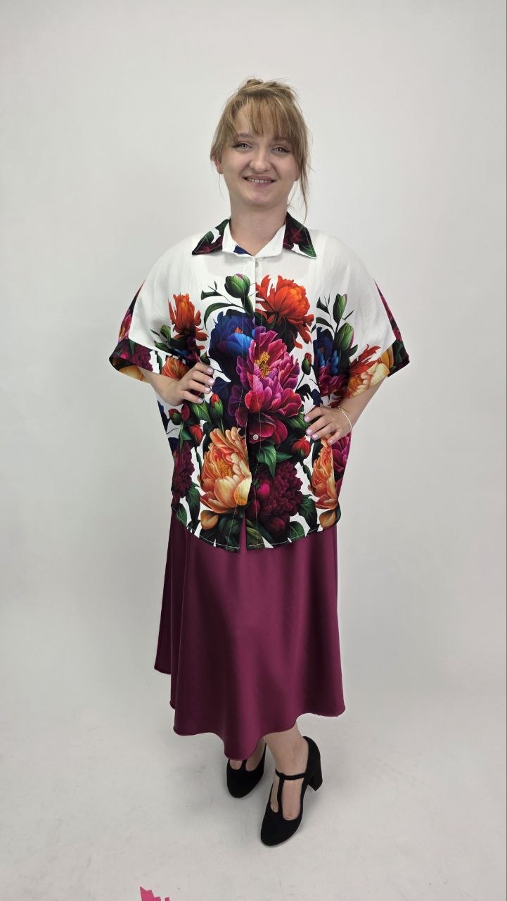 Koszula oversize Peonia 100% wiskoza