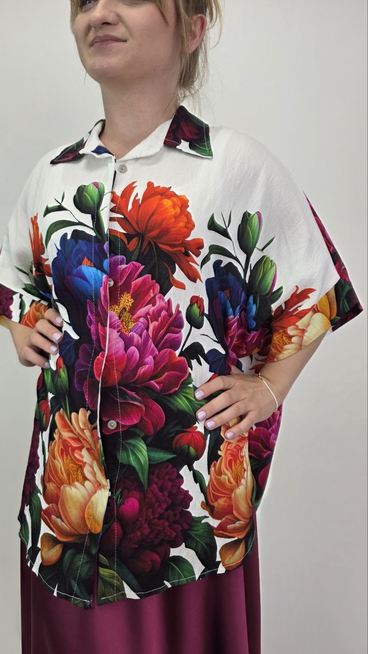 Koszula oversize Peonia 100% wiskoza - obrazek 4