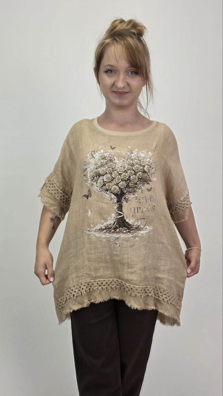 Lniana bluzka Love Grows 100% len – beżowa