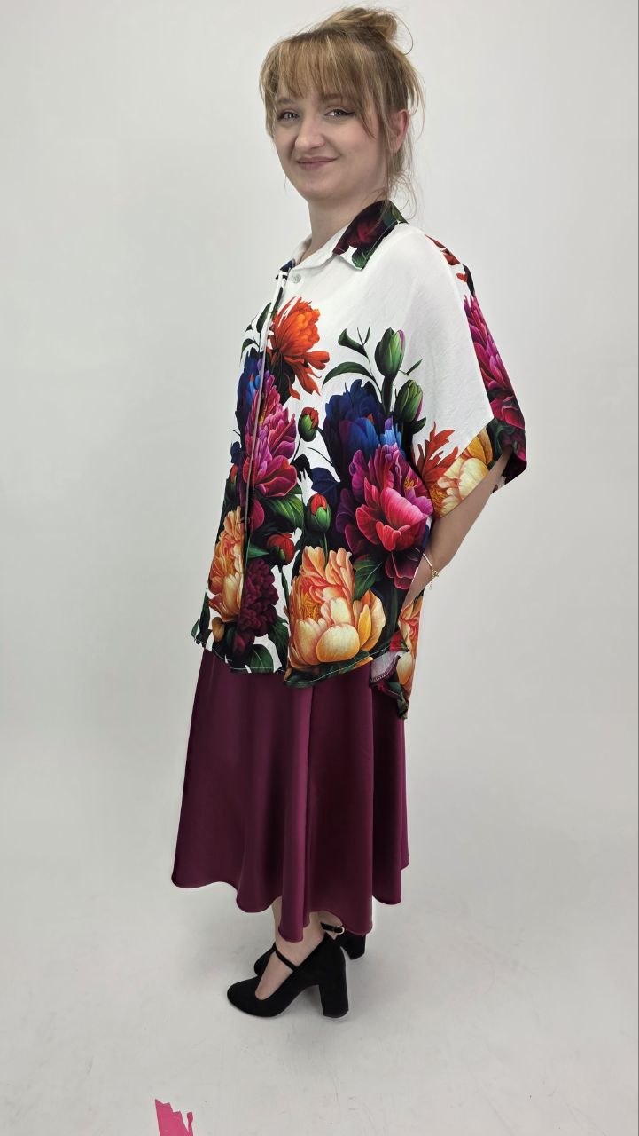 Koszula oversize Peonia 100% wiskoza - obrazek 5