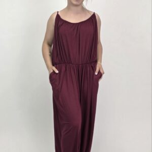 Kombinezon Maxi Burgundy Flow – 95% wiskozy