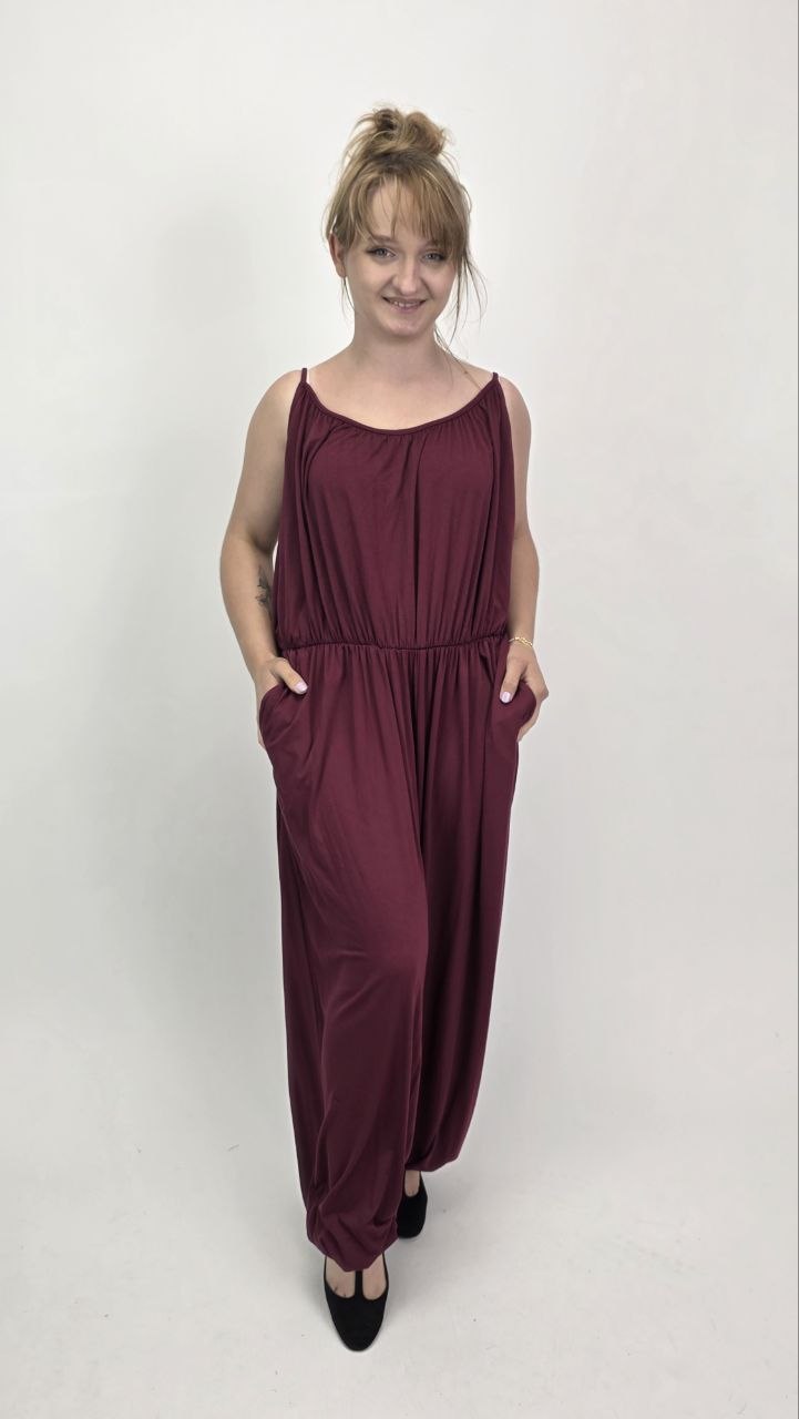 Kombinezon Maxi Burgundy Flow – 95% wiskozy