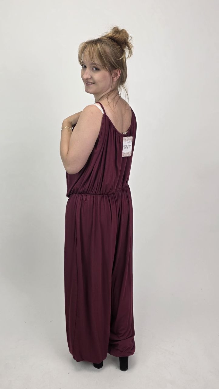 Kombinezon Maxi Burgundy Flow – 95% wiskozy - obrazek 3