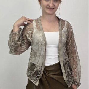 Taupe kardigan koronkowy Sensuelle guziki